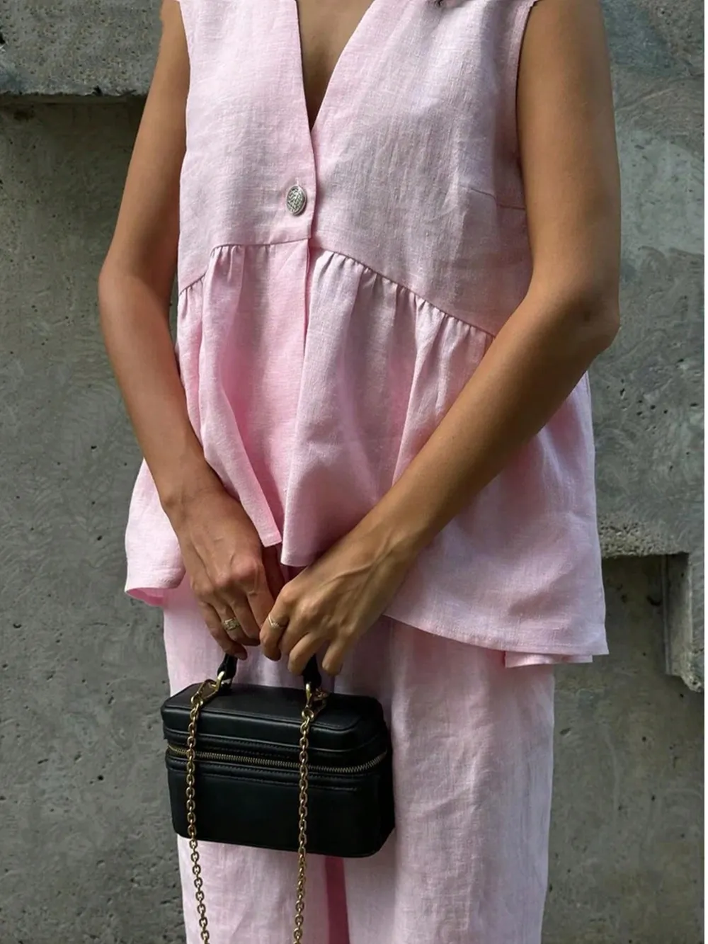 Button Down Peplum Vest and Pants Set, image 11