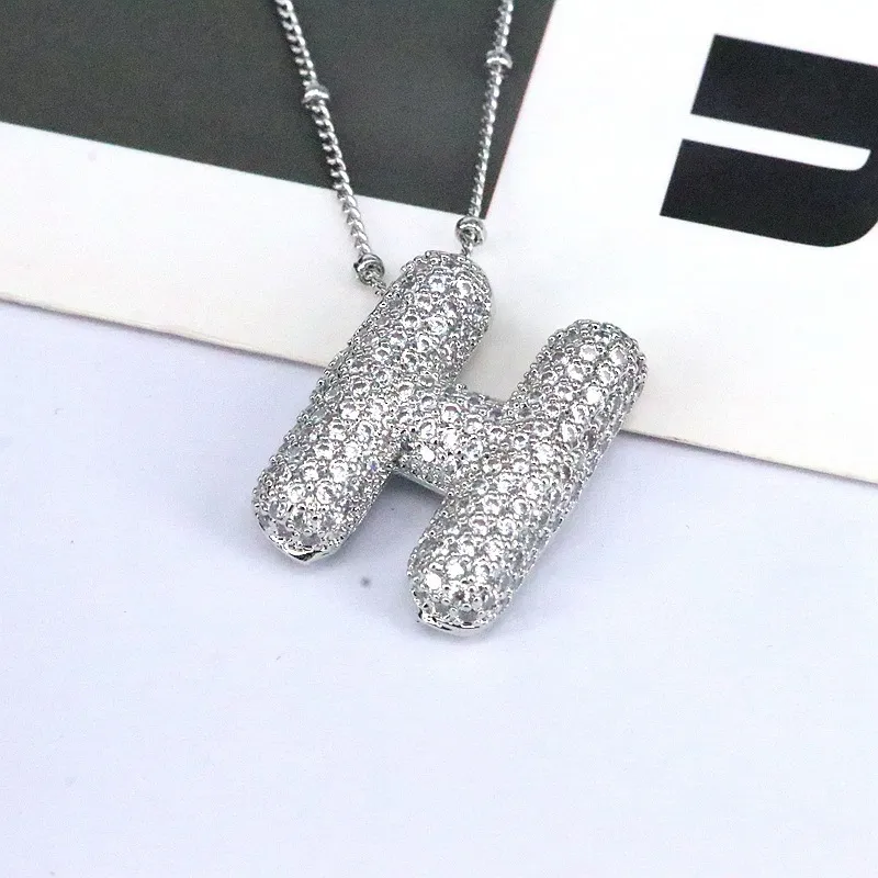 Copper Inlaid Zircon Letter Pendant Necklace, image 11