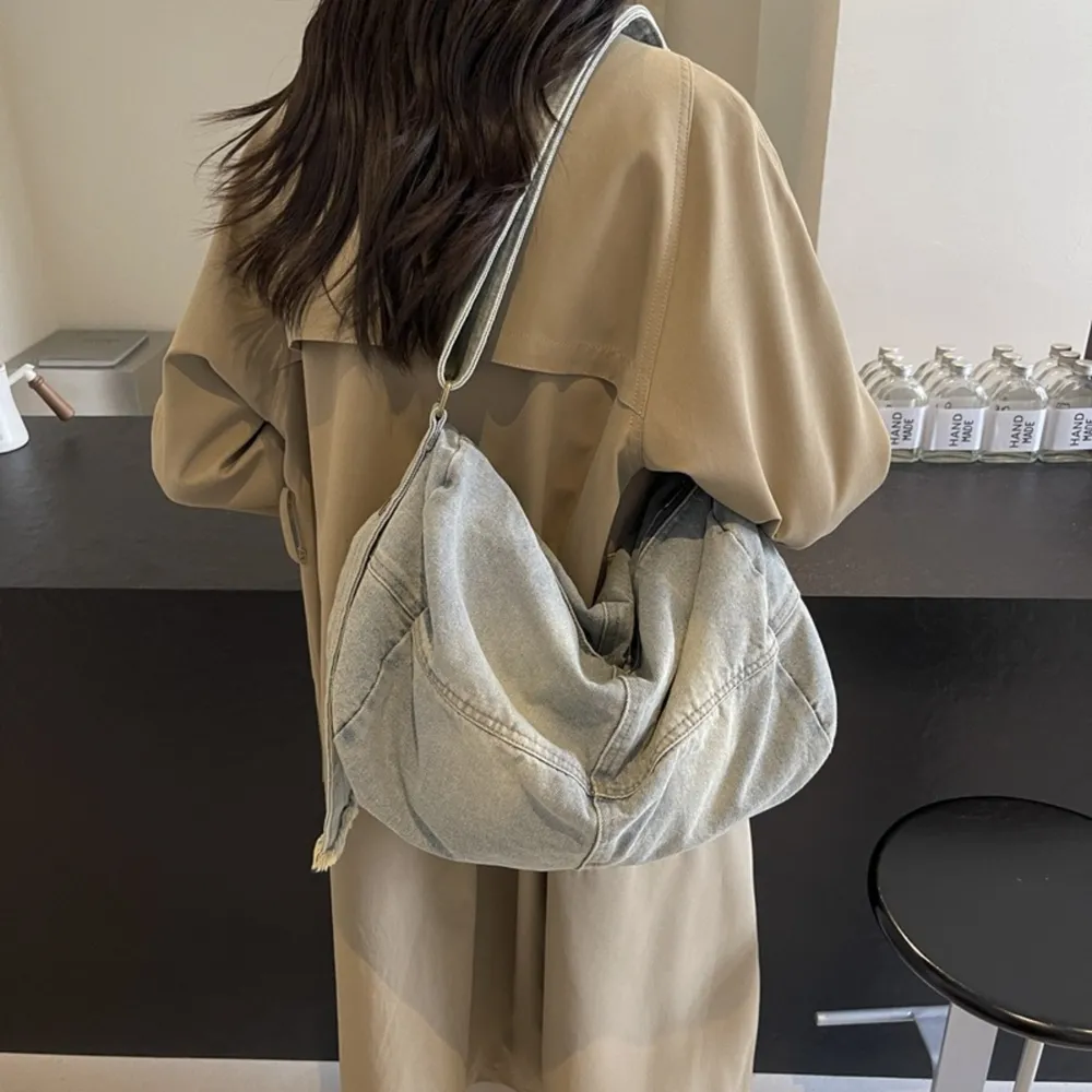 Adjustable Strap Denim Tote Bag, image 5