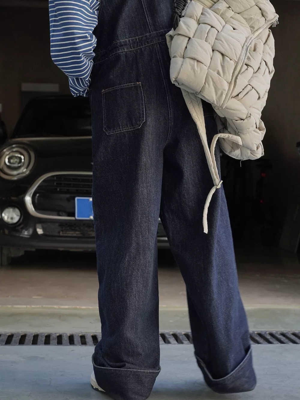 Vintage Dark Wash Wide-Leg Denim Overalls, image 20