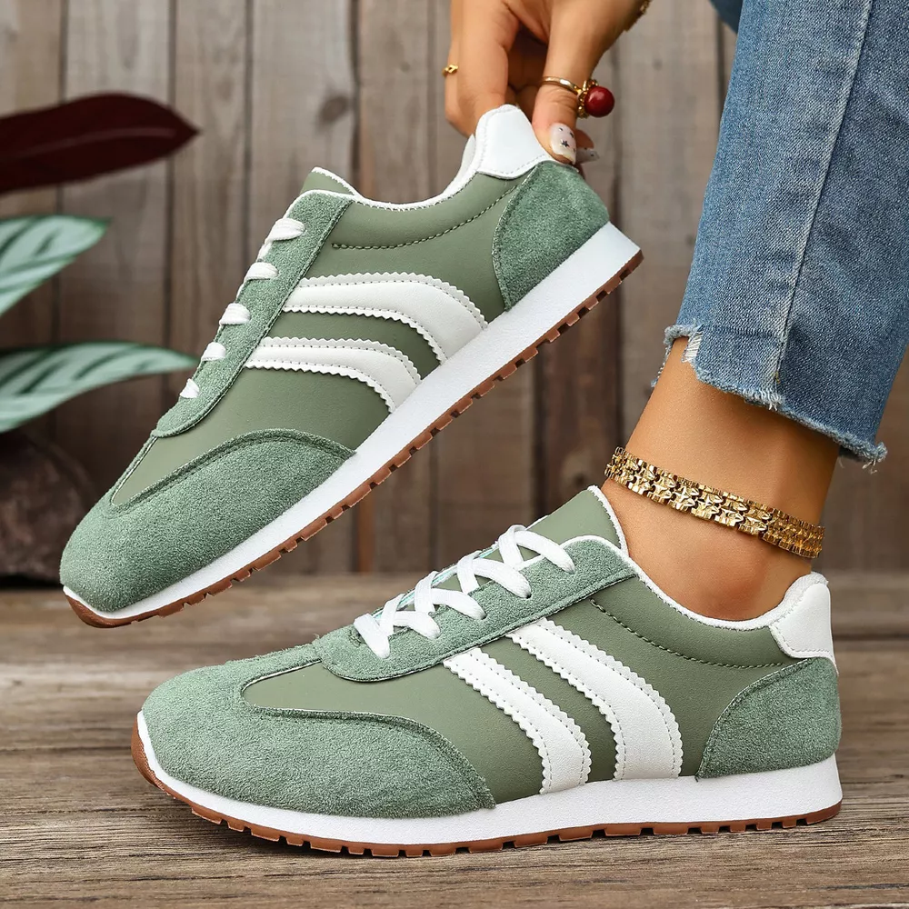 Striped Lace-Up Casual Sneakers, image 5
