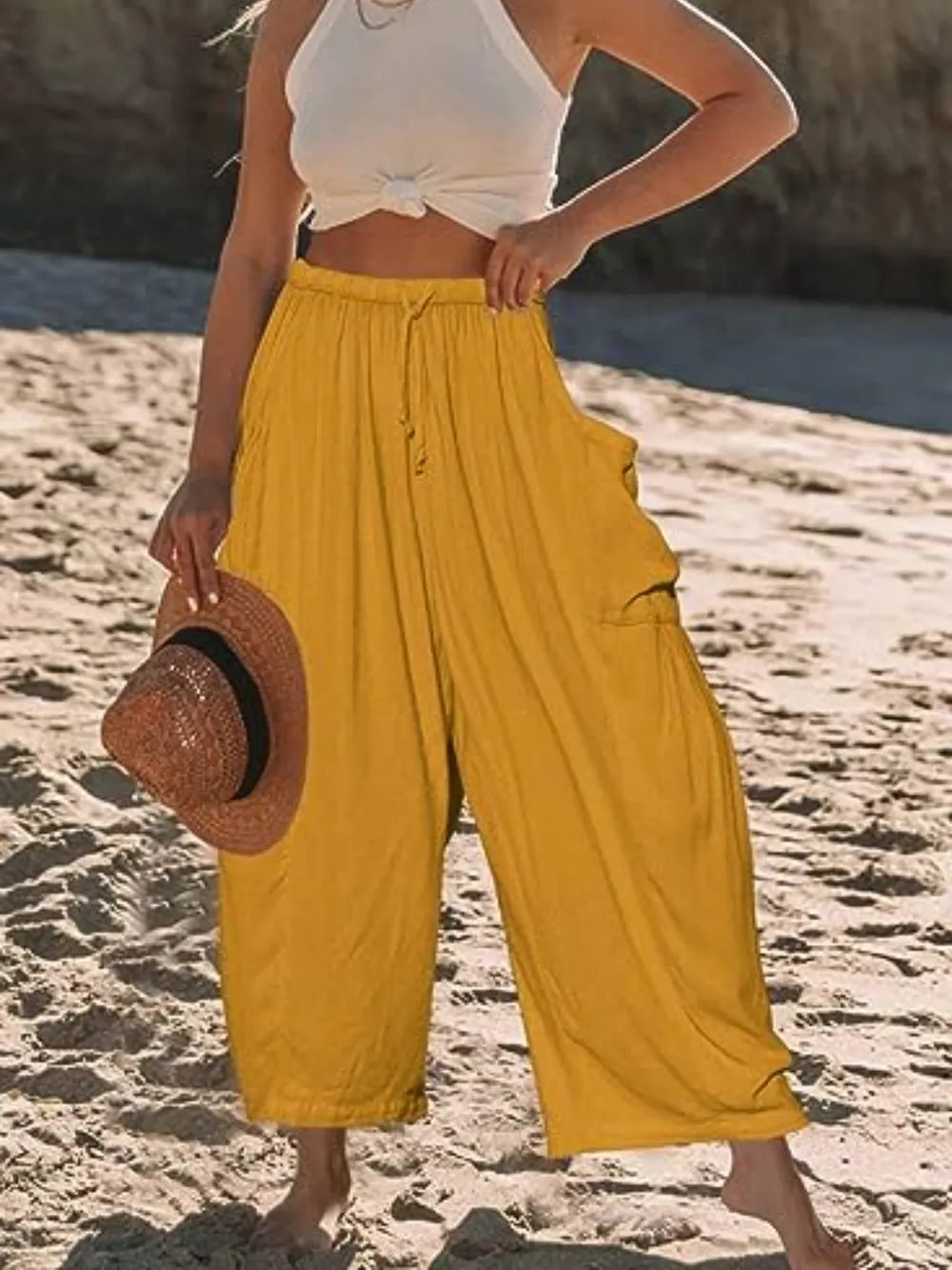 Full Size Wide Leg Pants with Pockets Plus Size, image 7