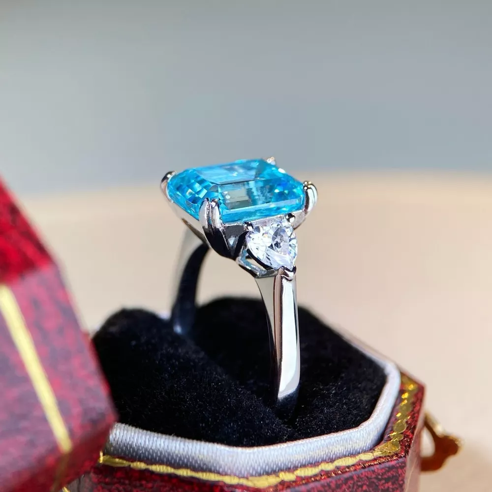 925 Sterling Silver Zircon Geometric Ring, image 3