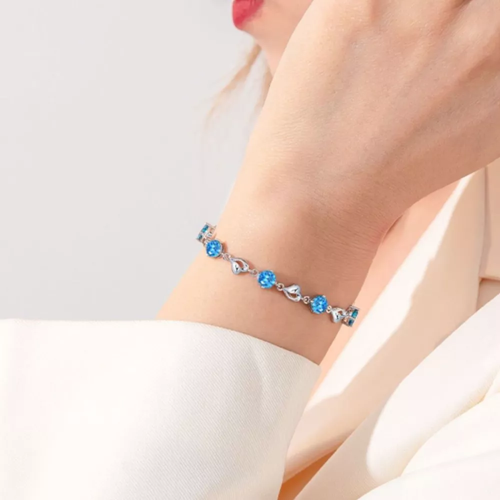 925 Sterling Silver Crystal Bracelet, image 2