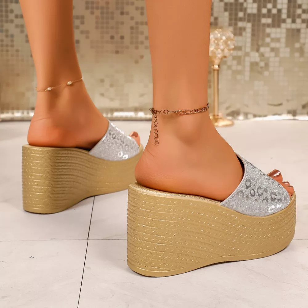 Leopard Open Toe Platform Sandals, image 9