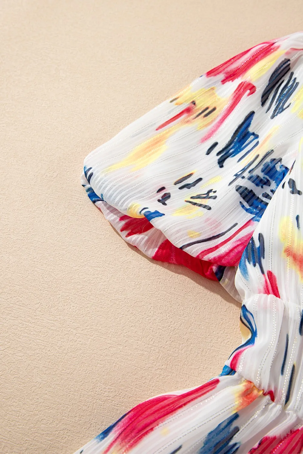 Abstract Print Short Puff Sleeve Tiered Maxi Dress, image 17