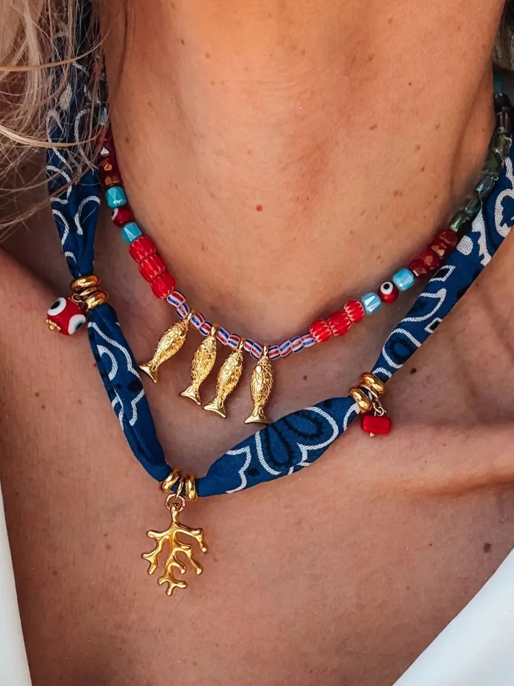 2-Piece Coral and Fish Pendant Necklace, image 3