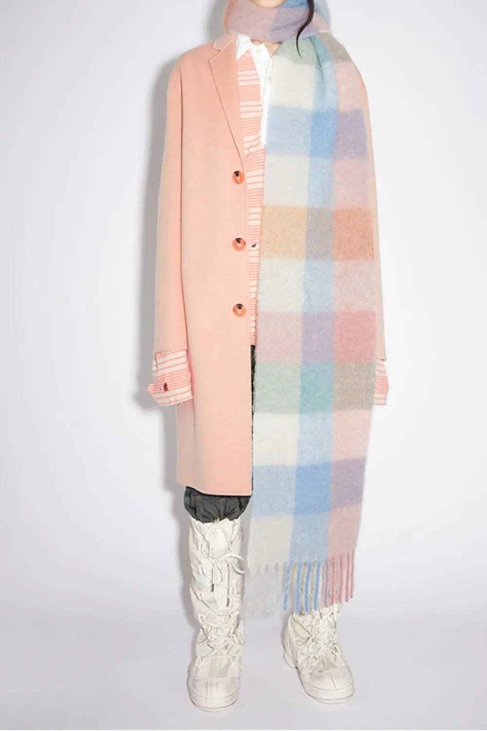 Thermal Fringe Contrast Plaid Scarf, image 7