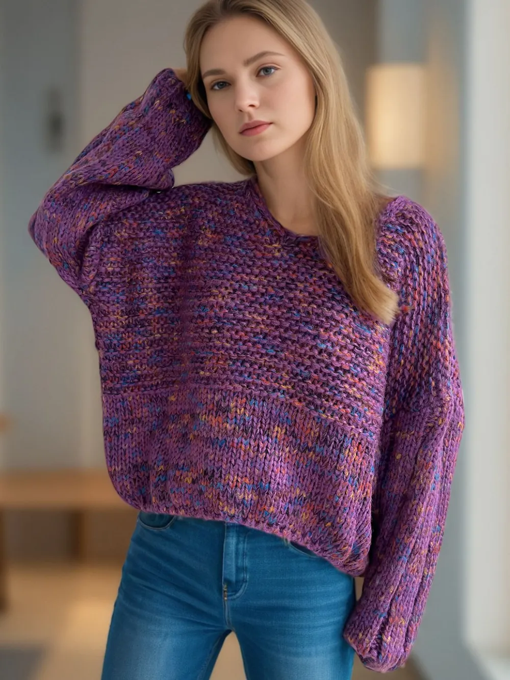 Dropped Shoulder Long Sleeve Sweater, image 5
