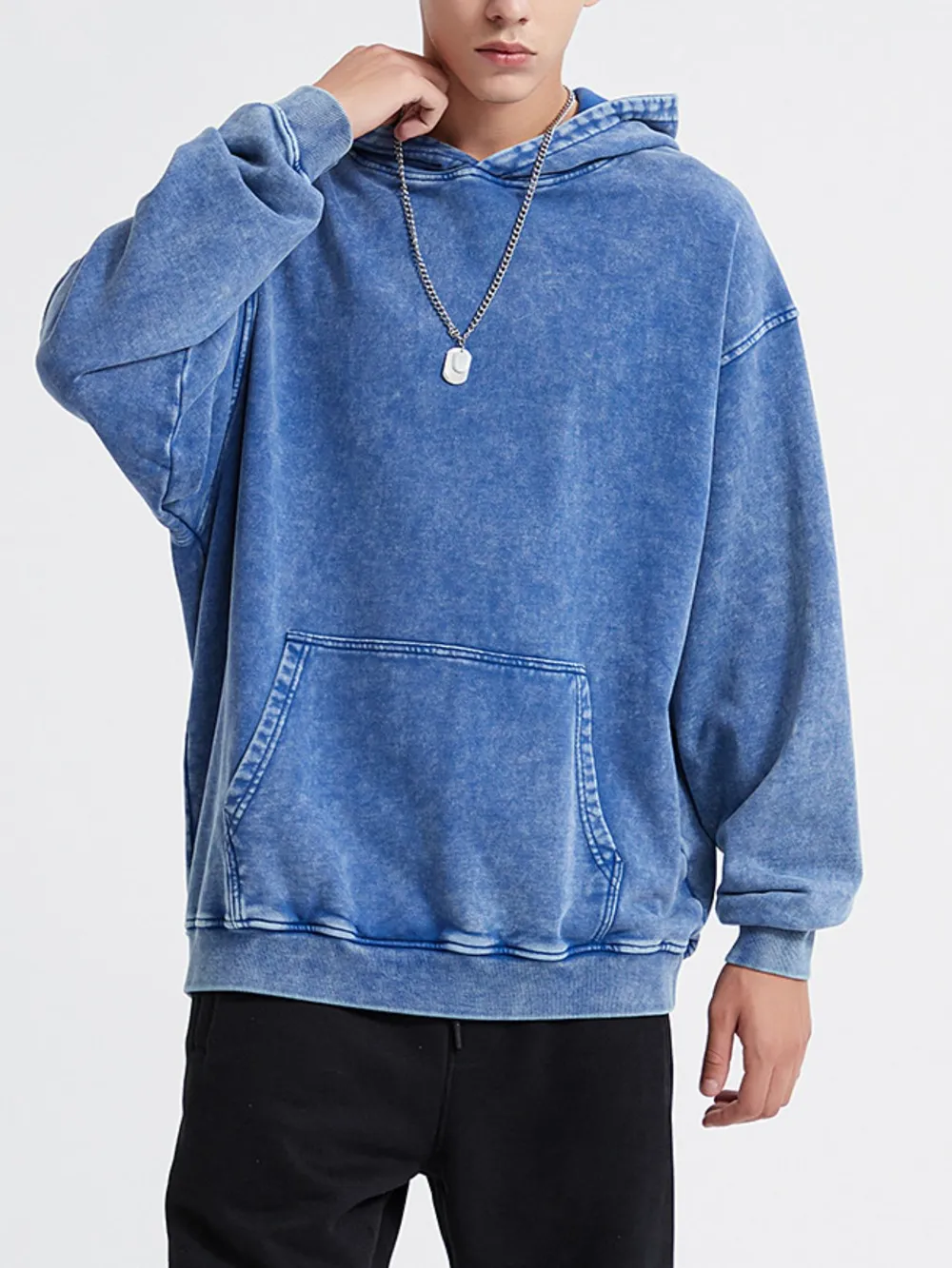 Men's Washed Oversized Long Sleeve Hoodie, image 2