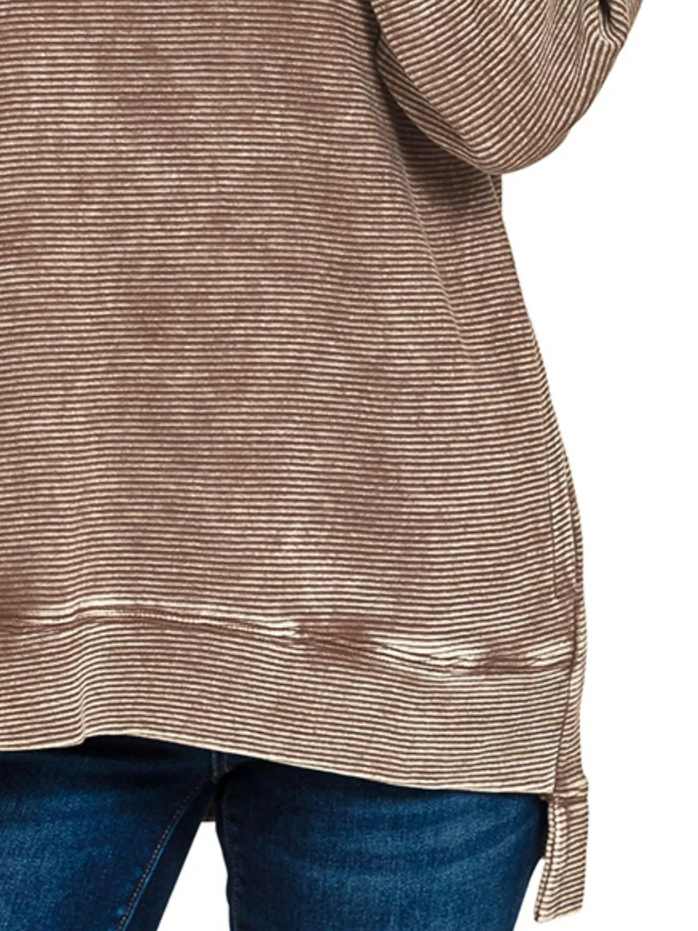 Full Size Acid Washed Double Ribbed Hi-low Sweatshirt Plus Size, image 3