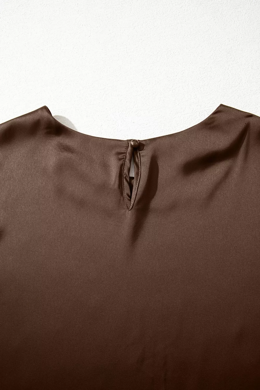 Asymmetric Lace Trim Short Sleeve Satin Top, image 8