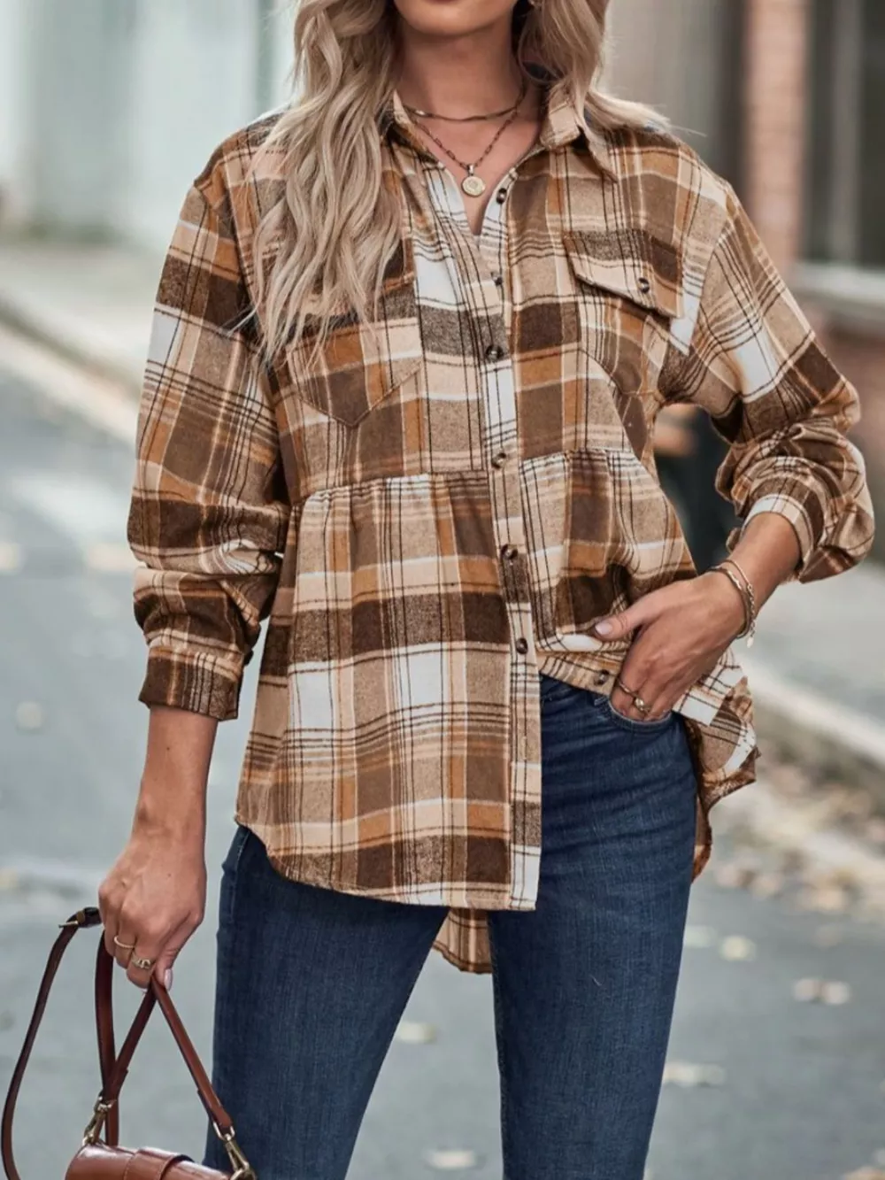 Plaid Button-Down Long Sleeve Shirt, image 8