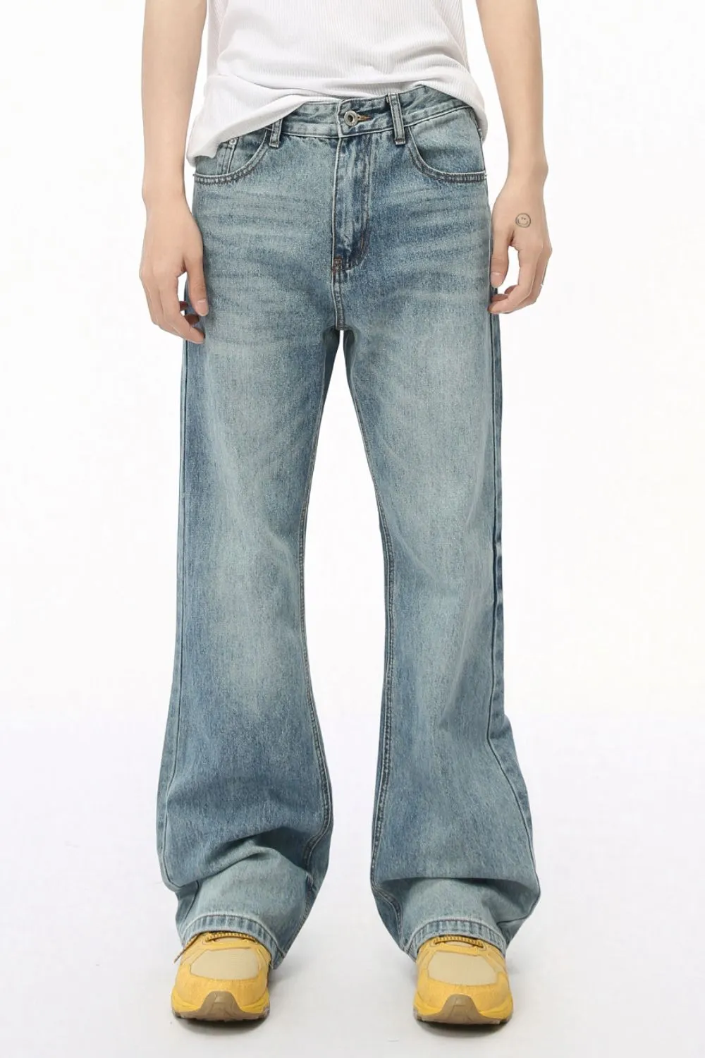 Washed High Rise Bootcut Jeans, image 4