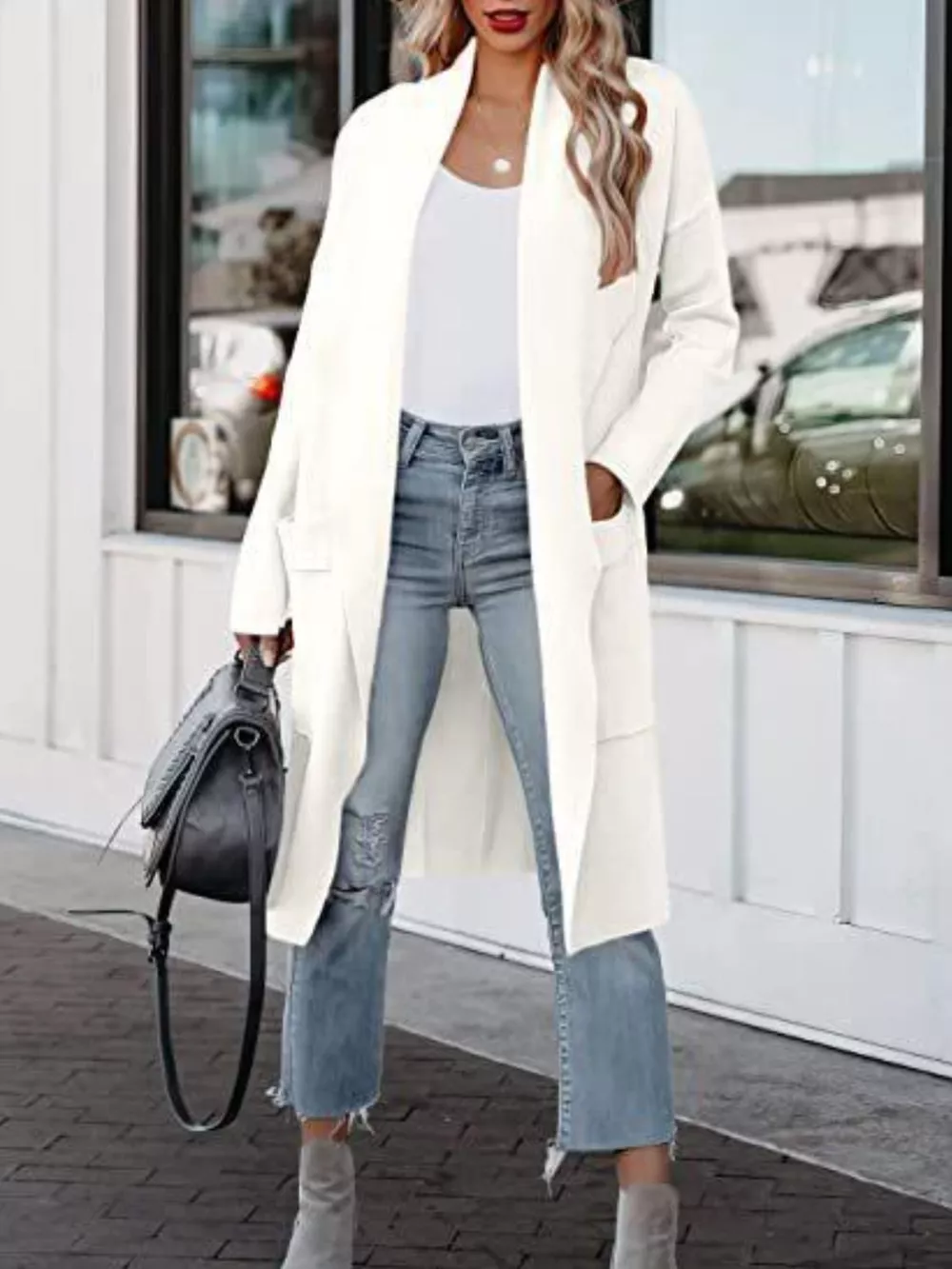 Open Front Dropped Shoulder Outerwear, image 11