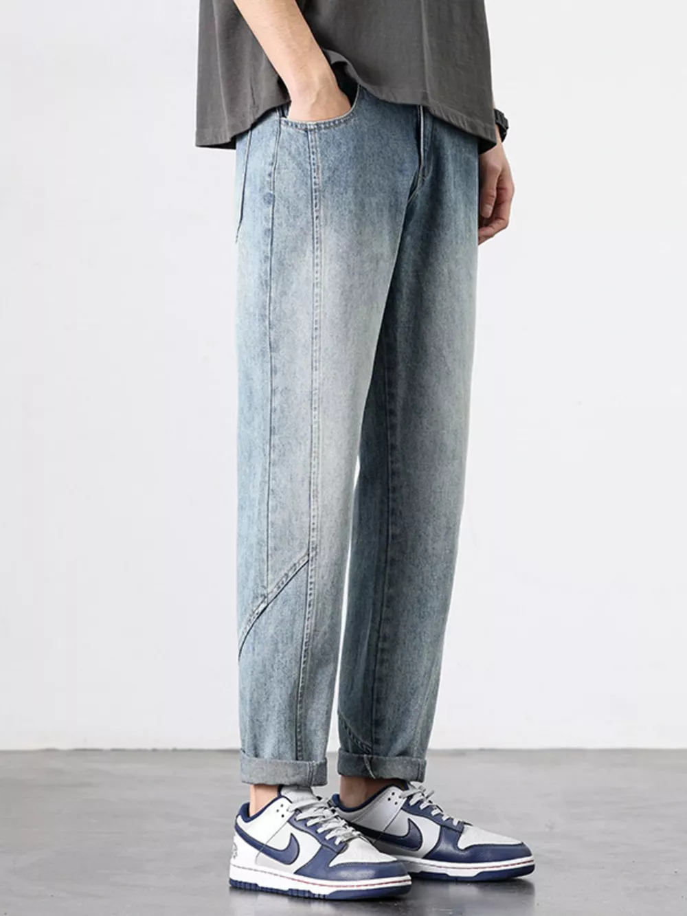 Men's Washed Wide Leg Jeans, image 3