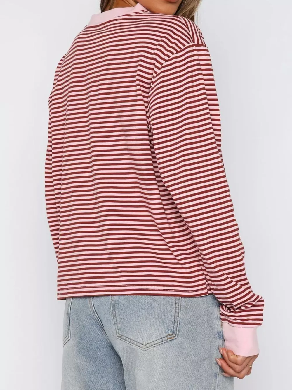 Striped Oversized Round Neck Sweatshirt, image 12
