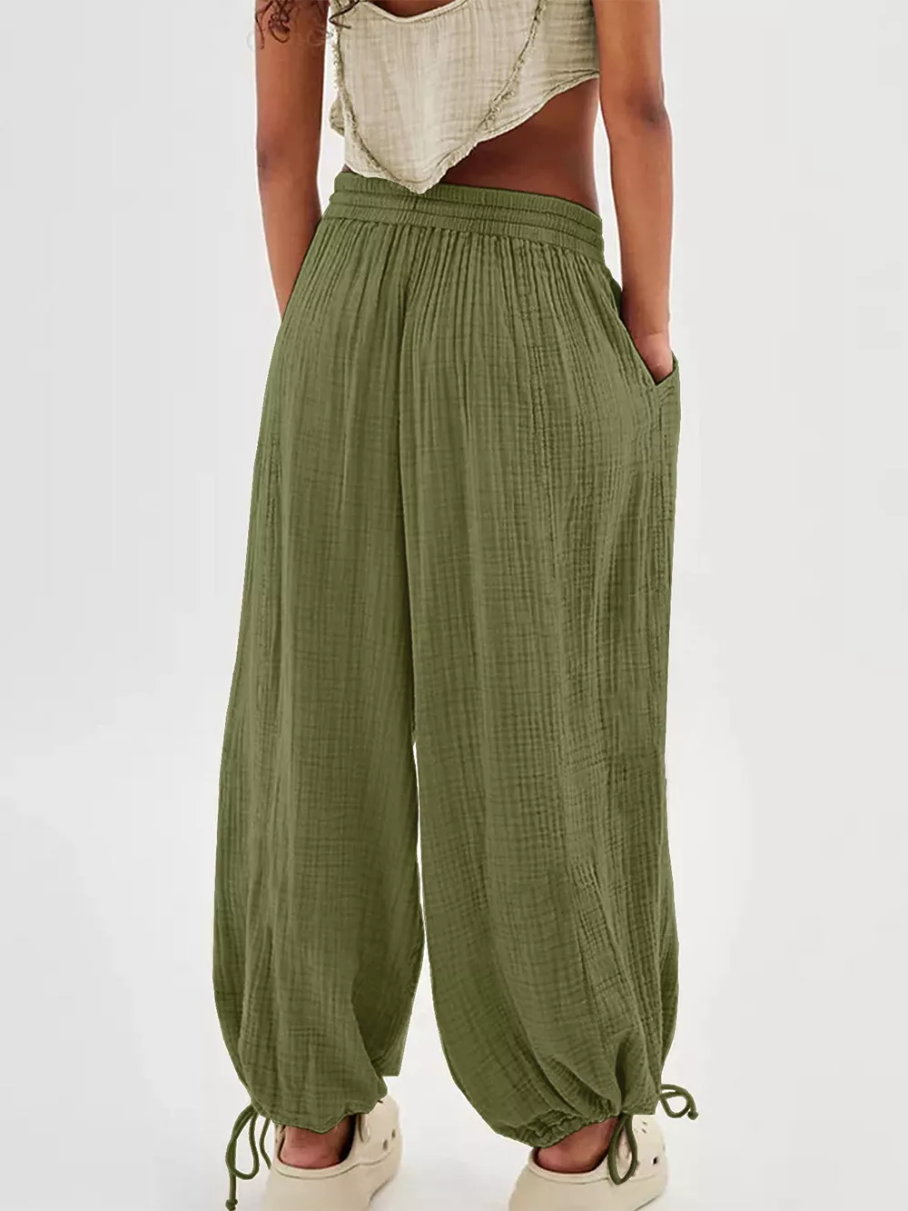 Loose Fit Gauze Drawstring Pants, image 10
