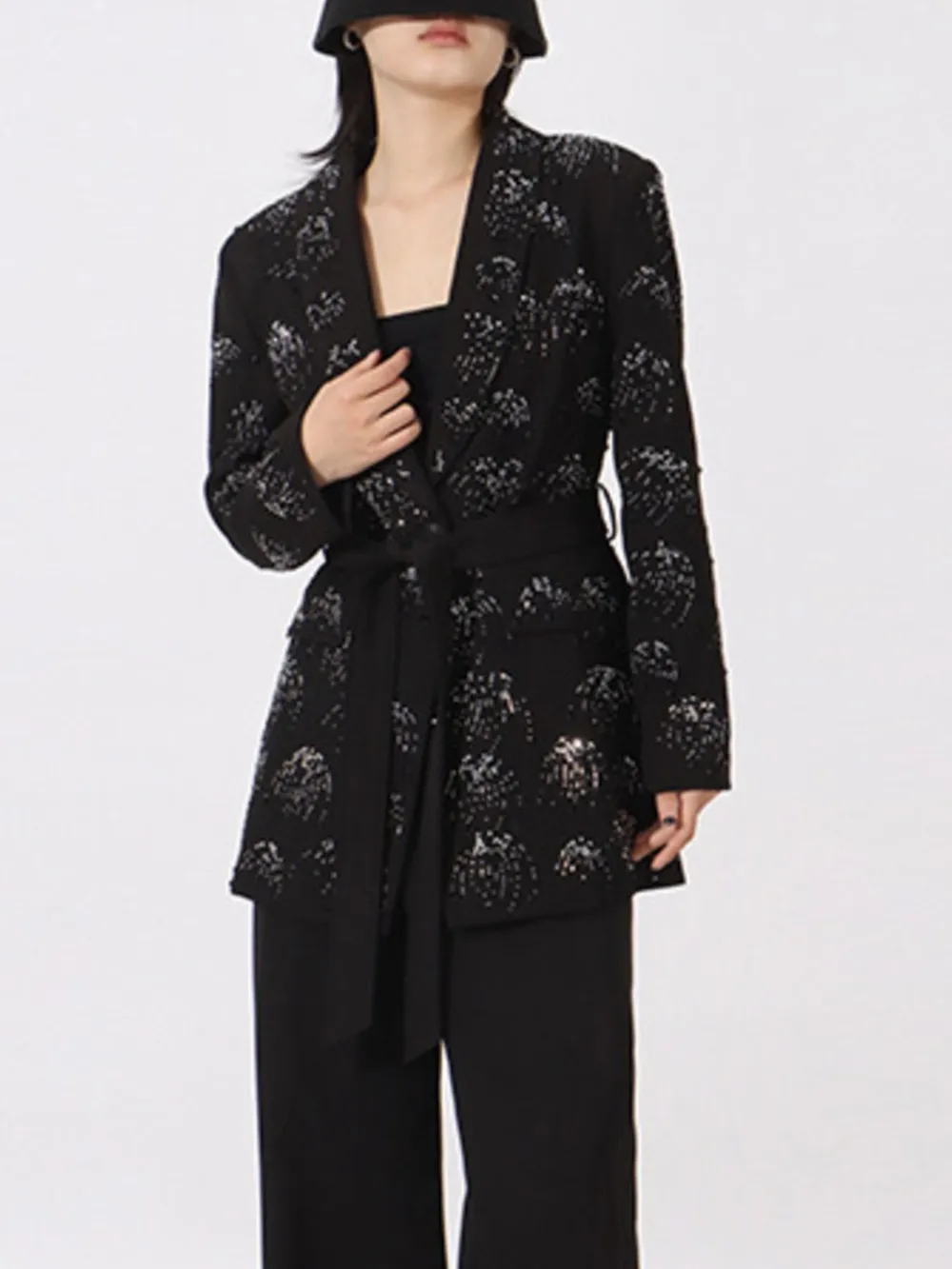 Rhinestone Button Down Long Sleeve Blazer, image 6