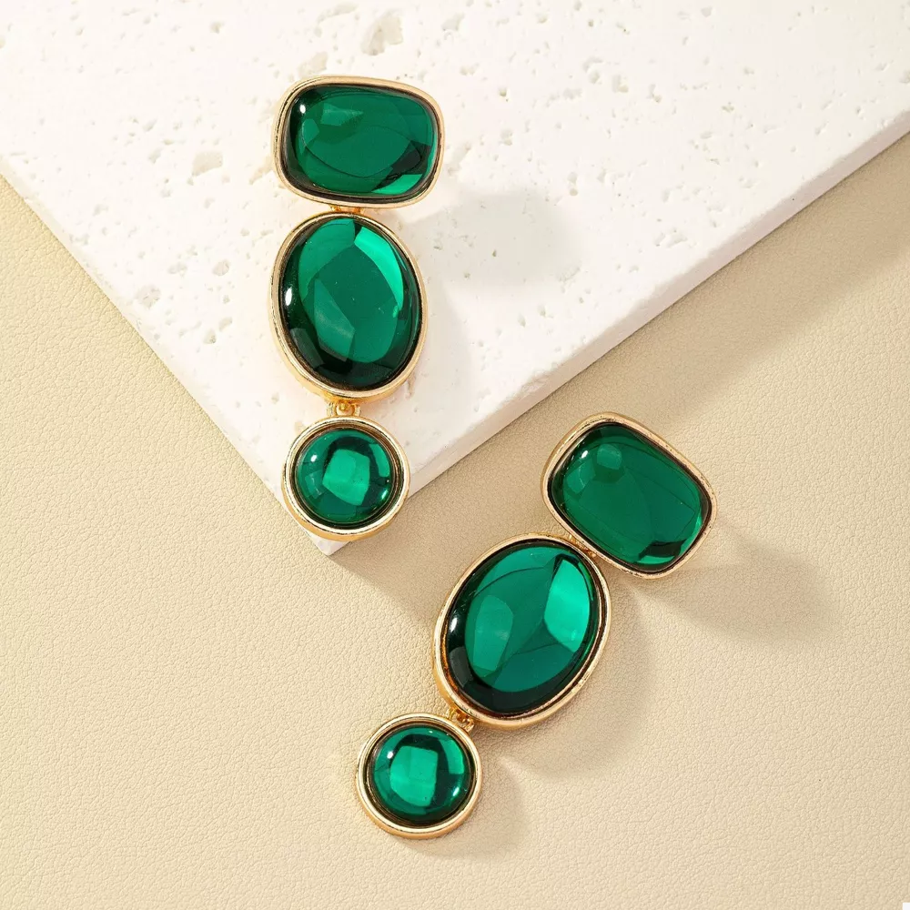 18K Gold-Plated Alloy Resin Drop Earrings, image 6