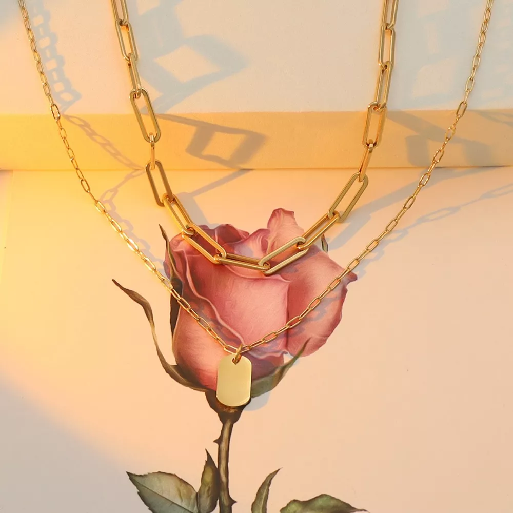 18K Gold-Plated Double Layered Necklace, image 8