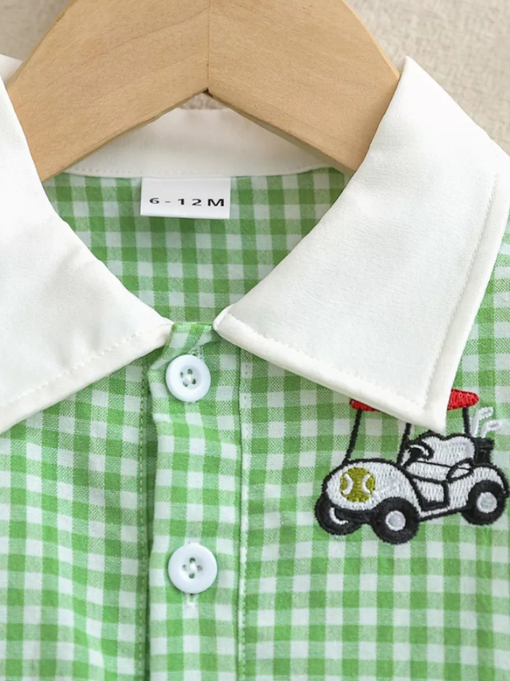 Children's Gingham Ruffle Hem Polo Dress, image 7