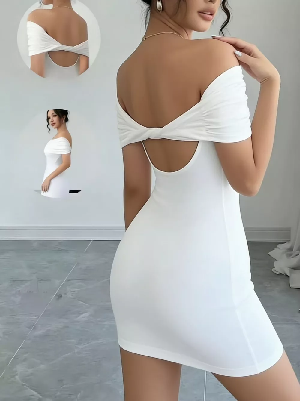 Off-Shoulder Bodycon Mini Dress, image 3