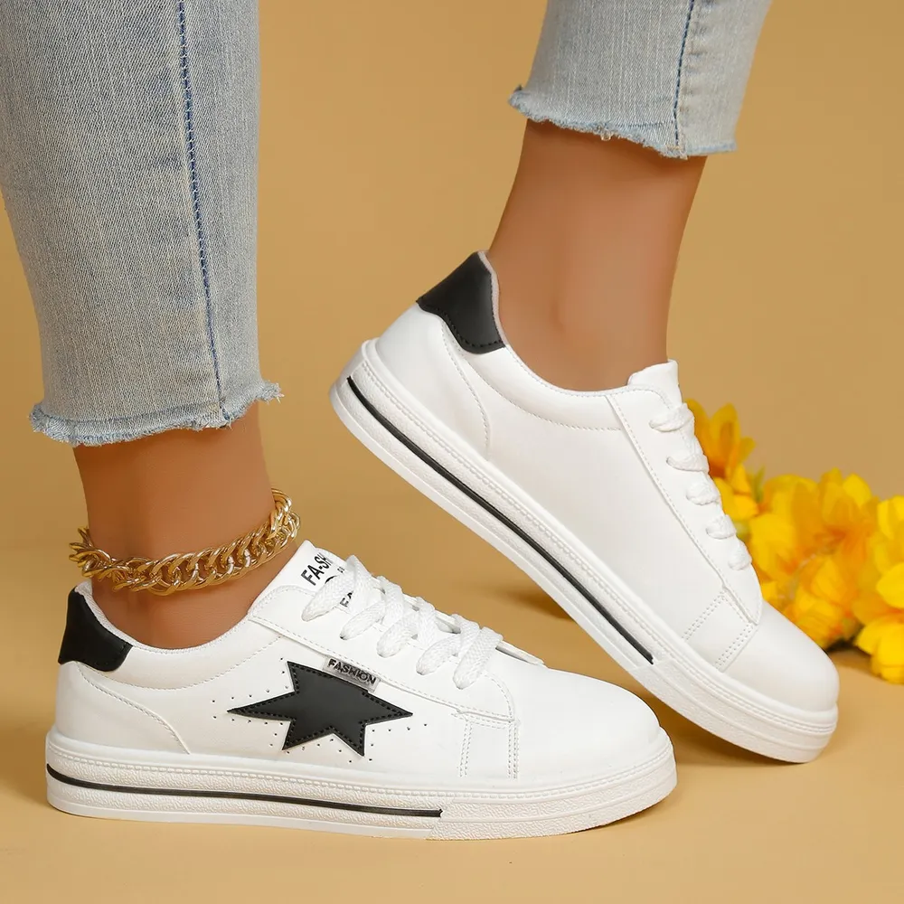 Star Round Toe Lace Up Sneakers, image 2