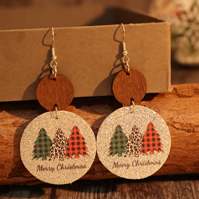 PU Leather Christmas Tree Earrings, image 3