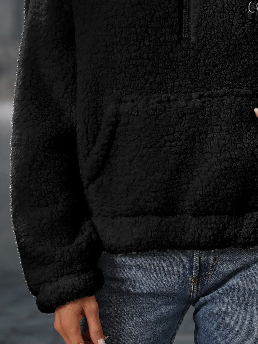 Heart Half Zip Long Sleeve Teddy Sweatshirt, image 10