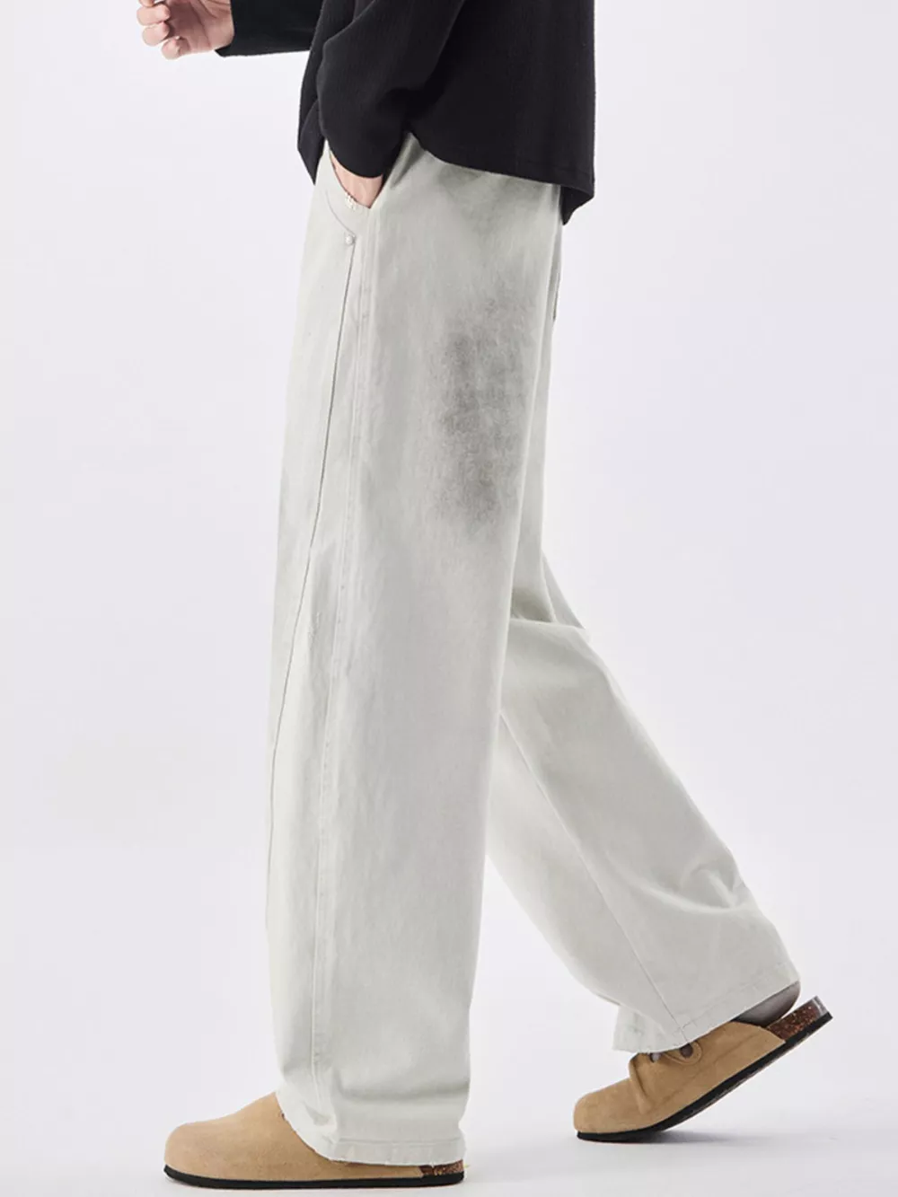 Men's Plus Size Vintage Wash Wide Leg Pants, image 3