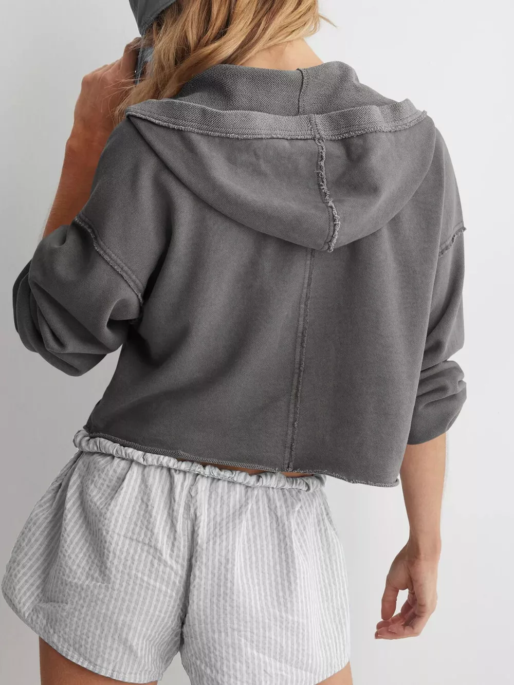 Exposed Seam Dropped Shoulder Hoodie, image 19