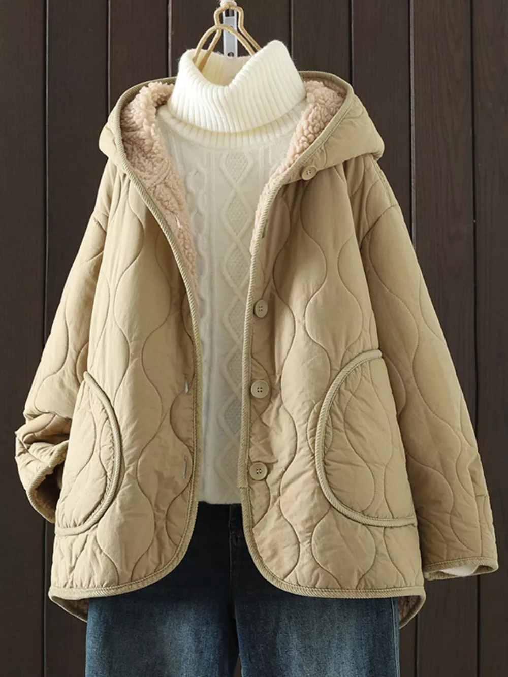 Quilted Hooded Sherpa Lined Outerwear