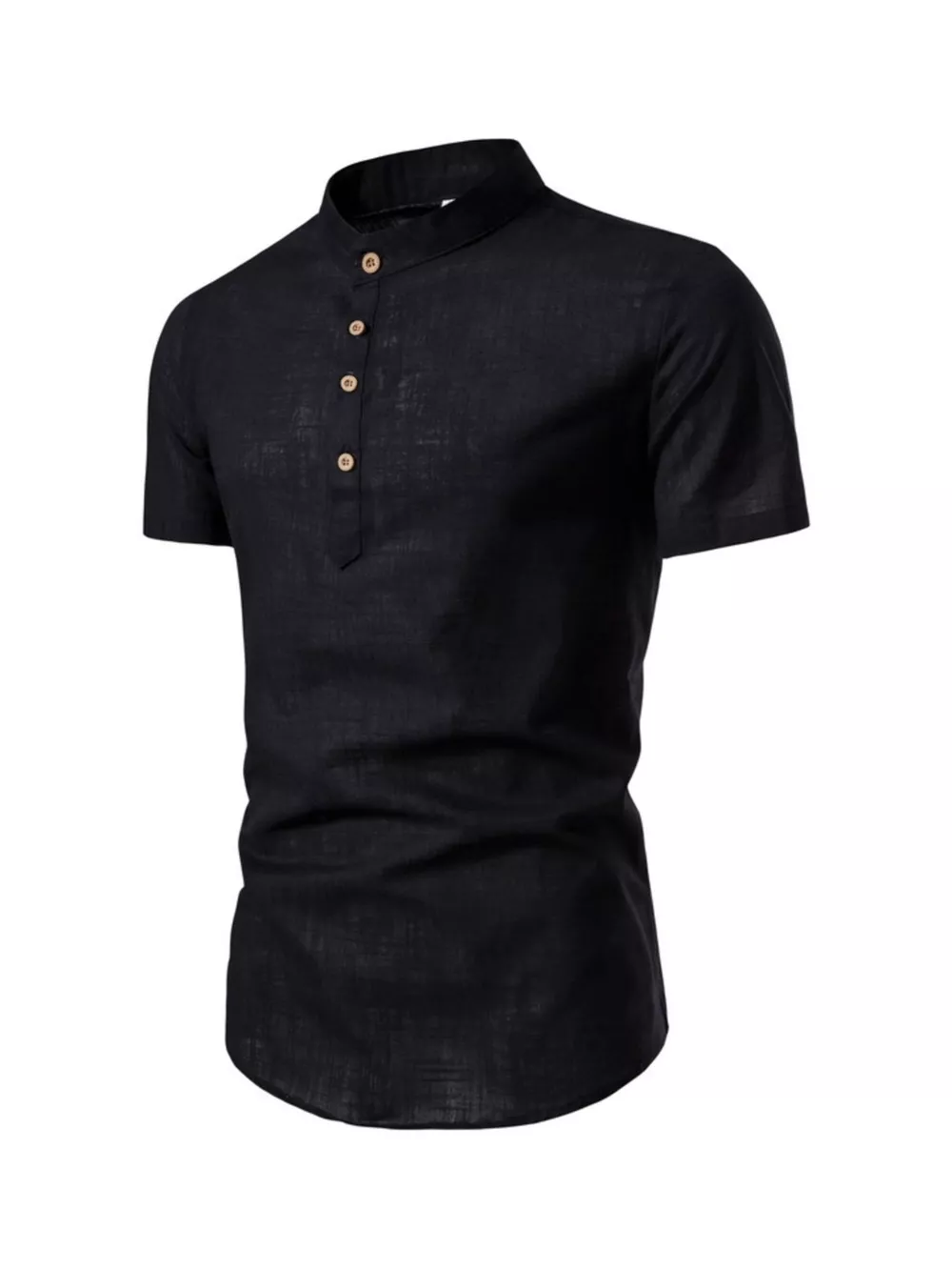 Men's Plus Size Mandarin Collar Short Sleeve Shirt