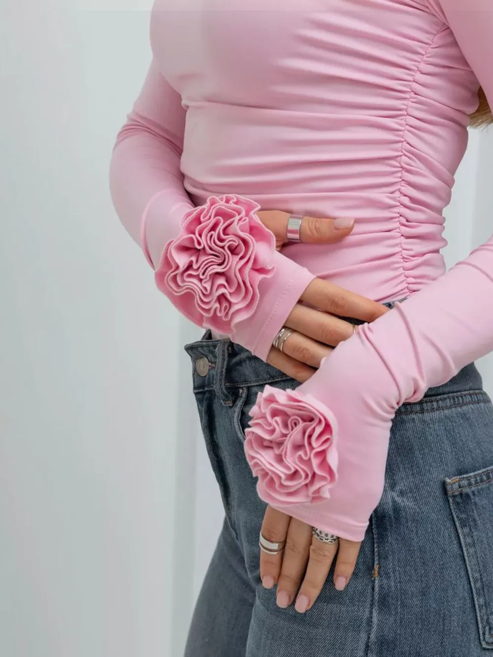 Flower Round Neck Long Sleeve T-Shirt, image 14