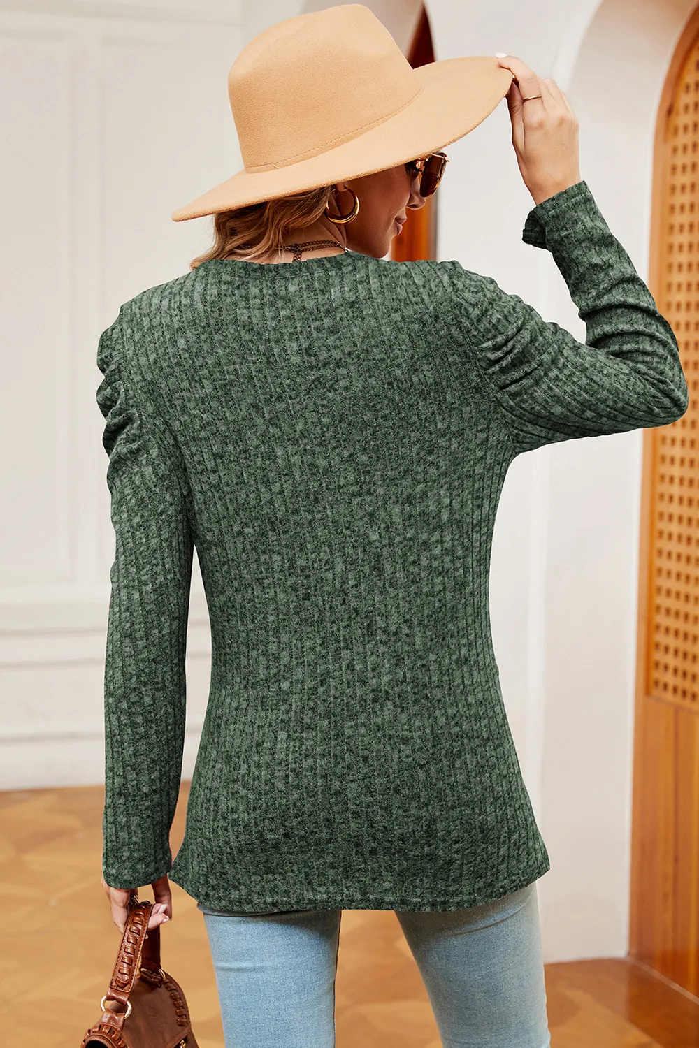 Round Neck Puff Sleeve T-Shirt, image 3
