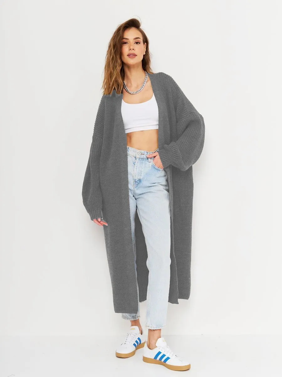 Open Front Long Sleeve Longline Cardigan, image 12