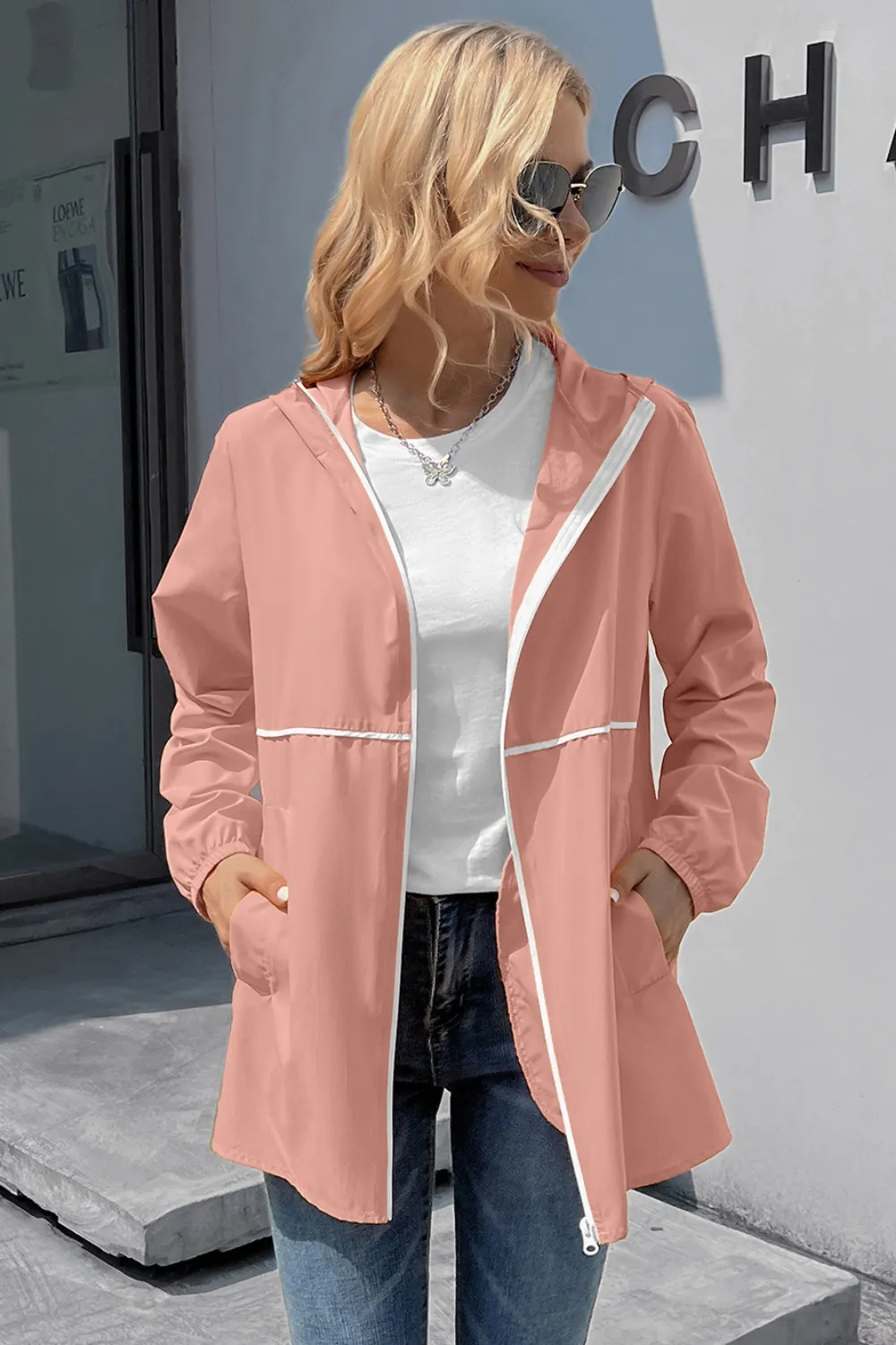 Zip Up Long Sleeve Hooded Watertight Jacket, image 12