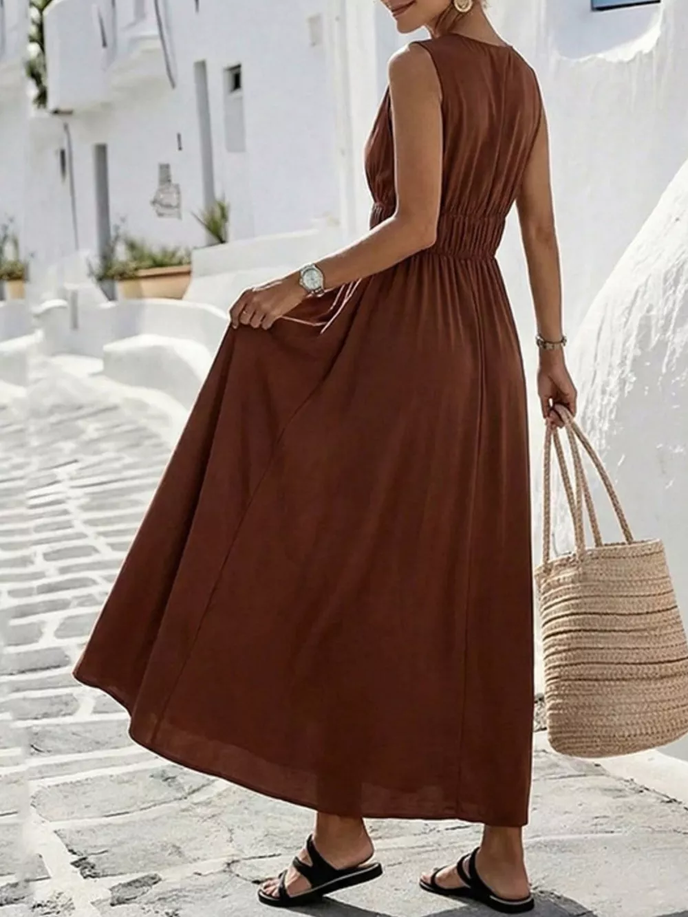 V-Neck Sleeveless Maxi Dress, image 6