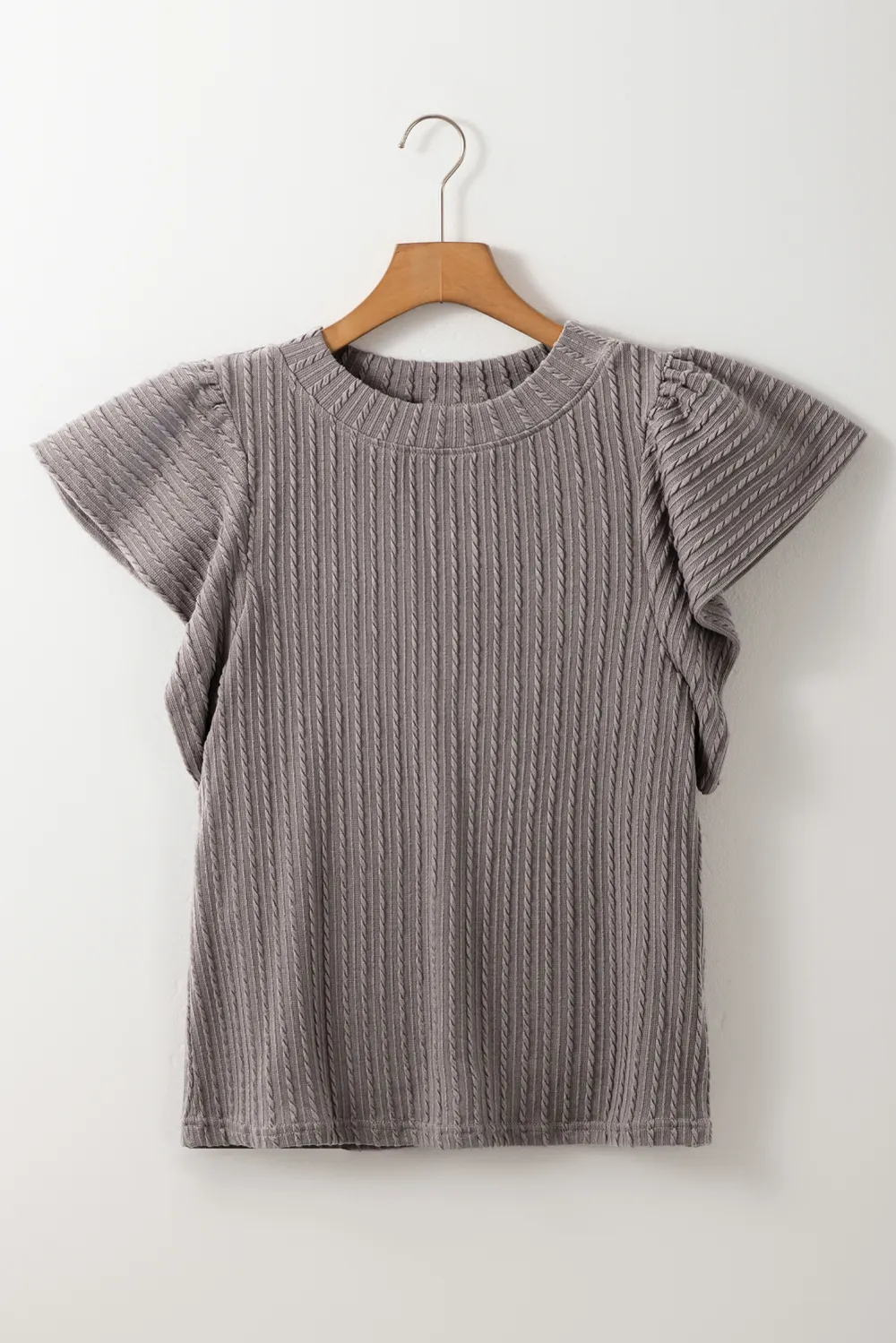 Textured Round Neck Flounce Sleeve Blouse, image 9
