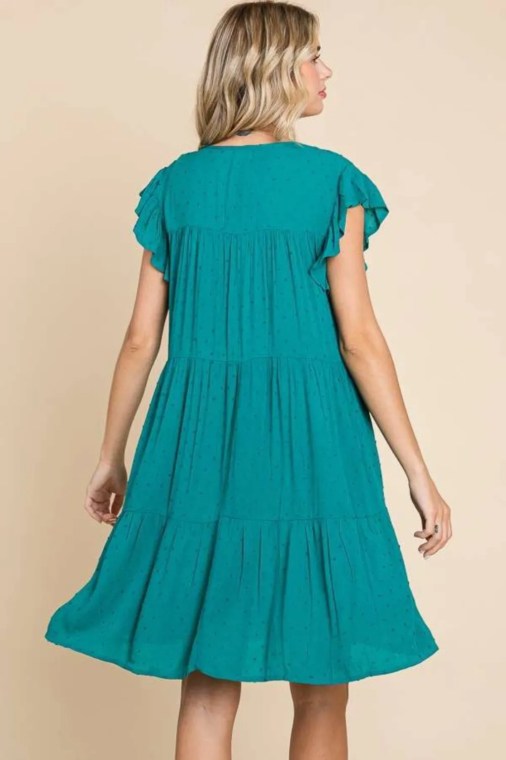 Ruffle Cap Sleeve Tiered Dress, image 2