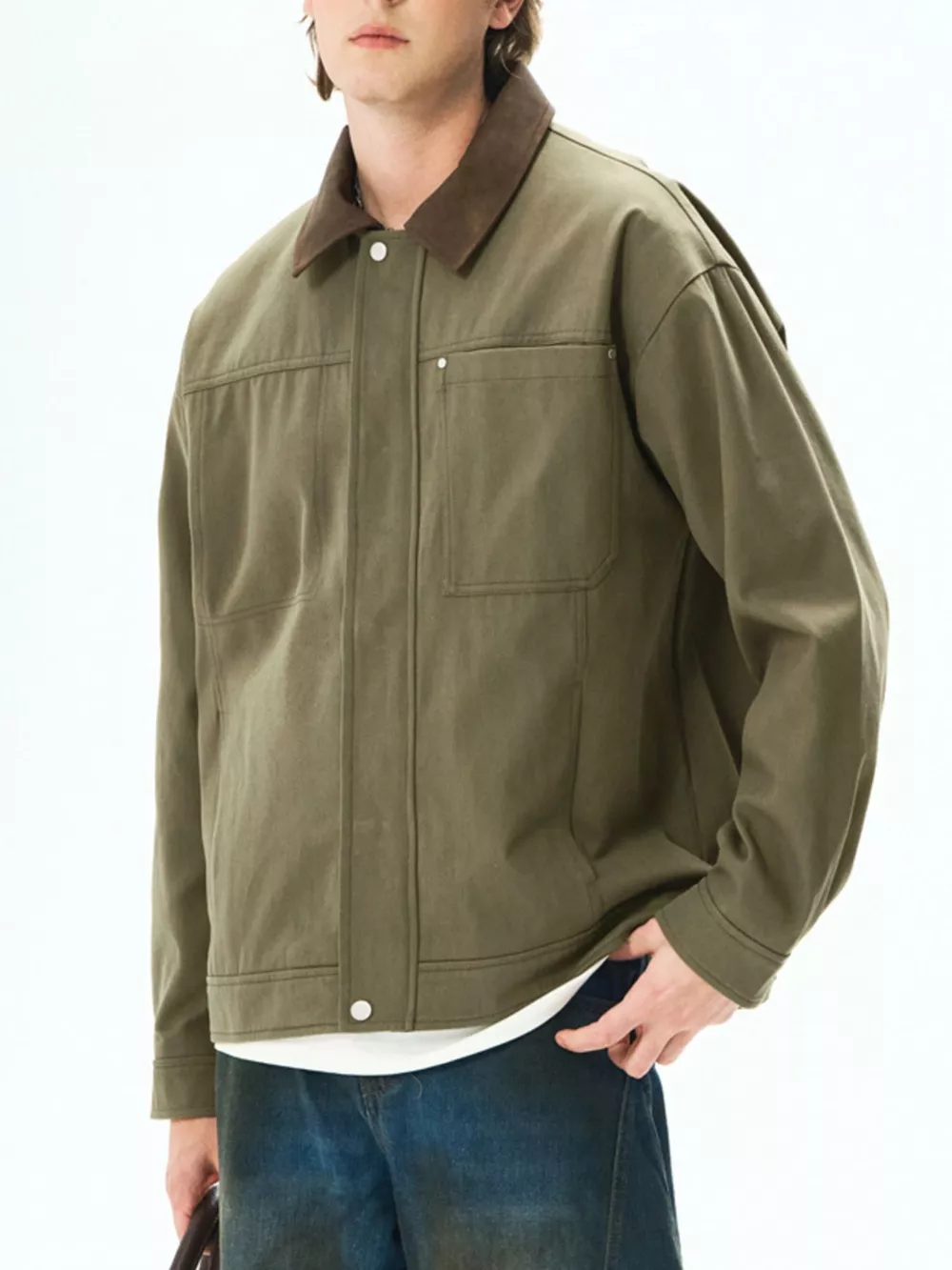 Men's Plus Size Snap Down Long Sleeve Jacket, image 8