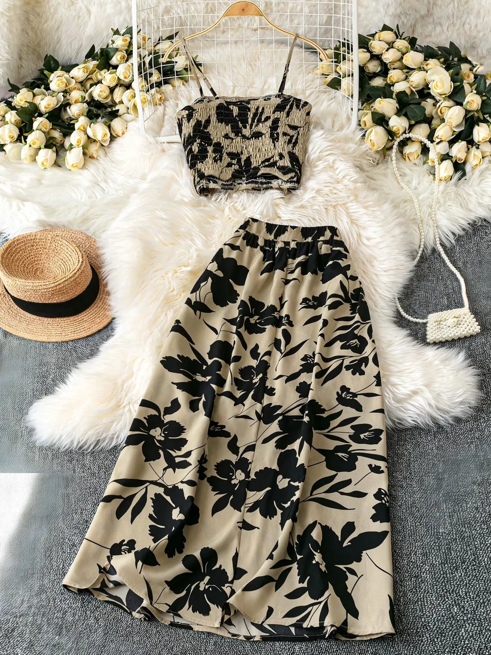 Smocked Printed Cami and Skirt Set, image 4