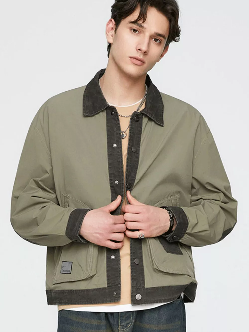 Men's Plus Size Snap Down Long Sleeve Jacket, image 4