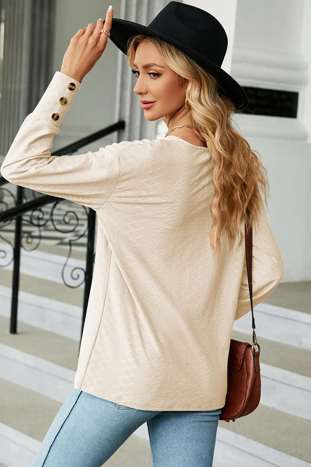 V-Neck Lantern Sleeve T-Shirt, image 30