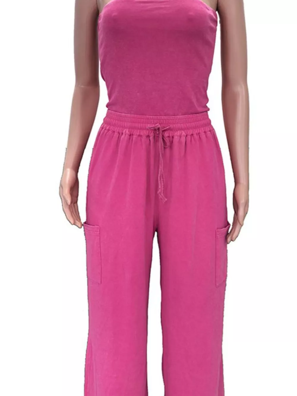 Drawstring Strapless Wide-Leg Jumpsuit, image 3