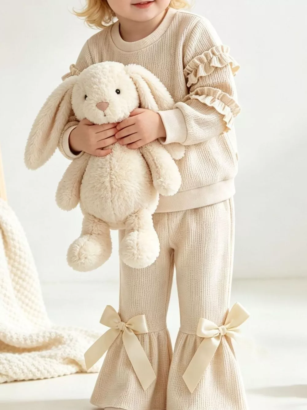 Children's Ruffle Sleeve Top and Bow Flare Pant Set, image 2
