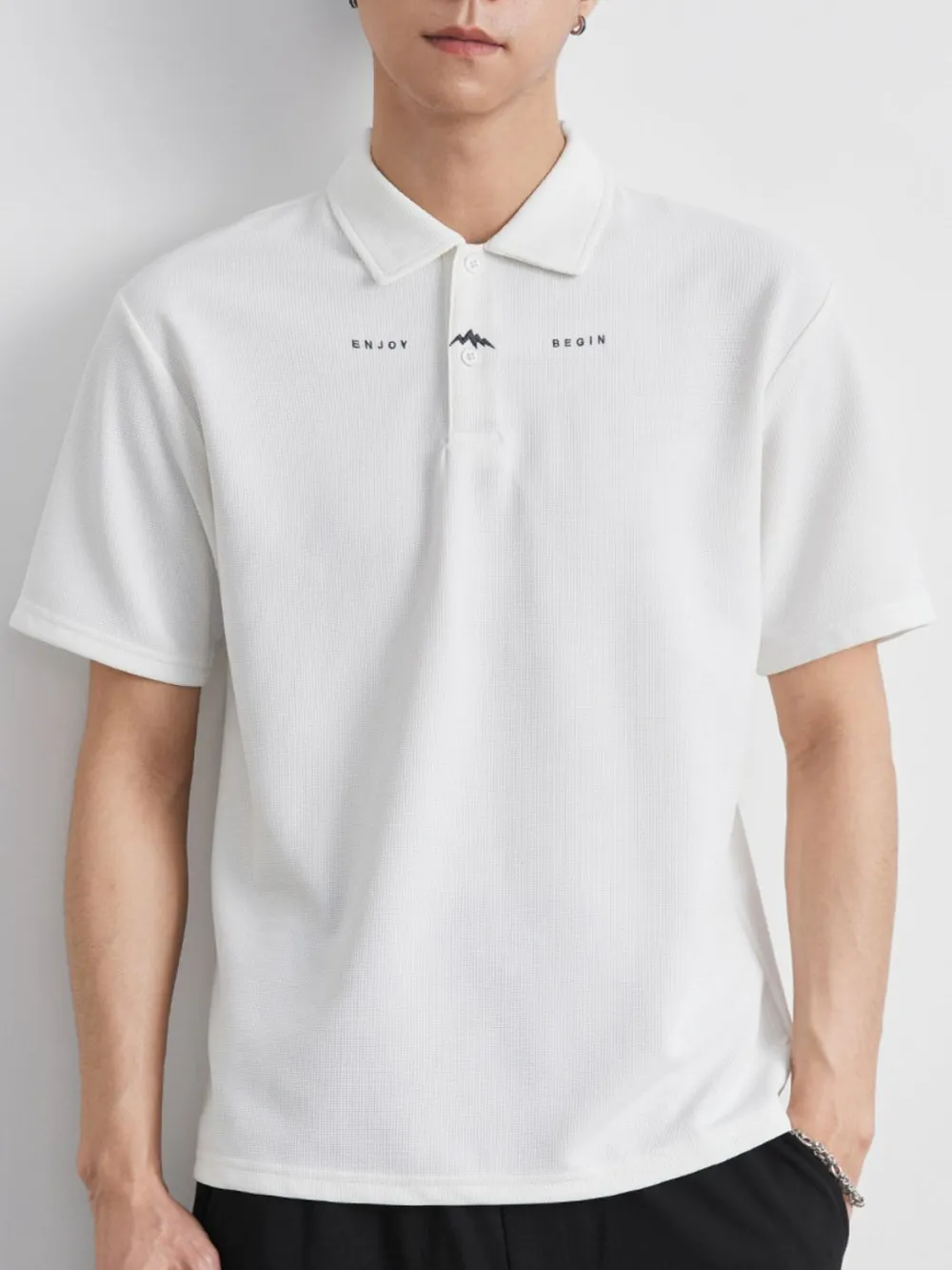 Men's Plus Size Button Detail Short Sleeve Polo, image 2