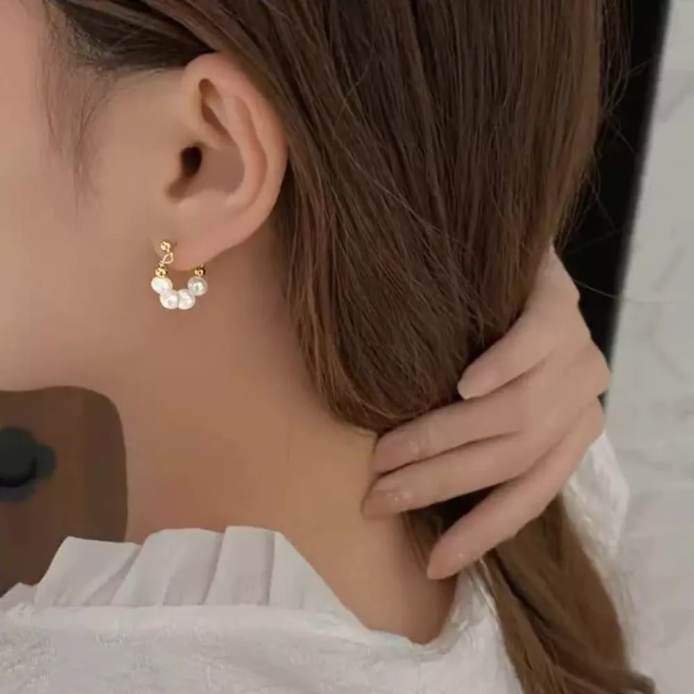 Freshwater Pearl Hoop Earrings, image 3