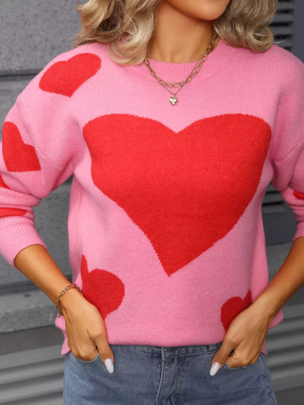 Valentine's Day Heart Crew Neck Sweater, image 9